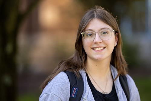 Female student outside on campus